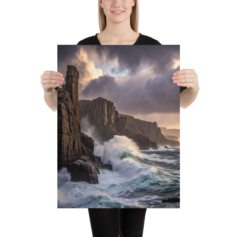 Storm-Swept Cliffs Poster — Dramatic Ocean Art Print view 4