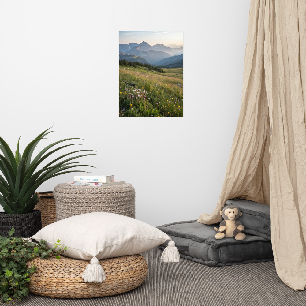 Alpine Meadow Vista Poster — Contemplative Mountain Art Print view 3
