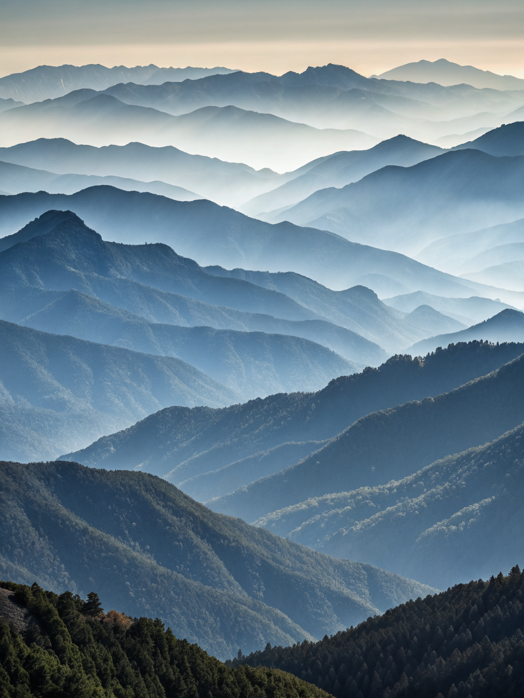 Mountain Range Storm Haze Poster — Ethereal Landscape Art Print