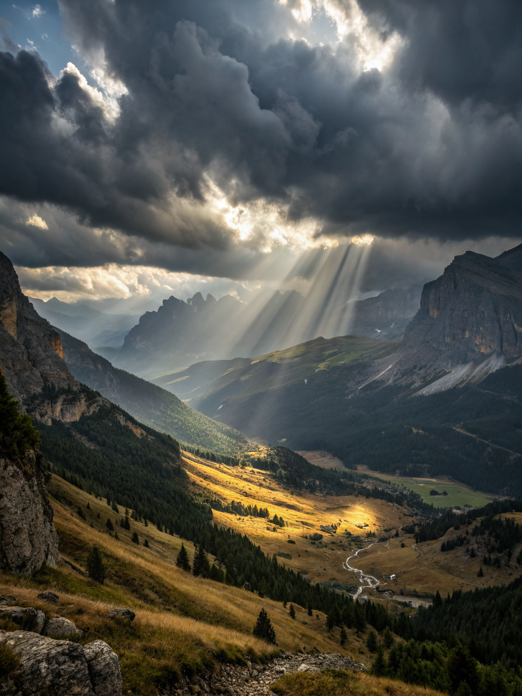 Valley Storm Approach Poster — Dramatic Mountain Landscape Print