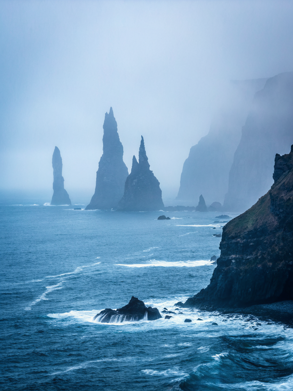 Fogbound Coast Poster — Mysterious Ocean Art Print