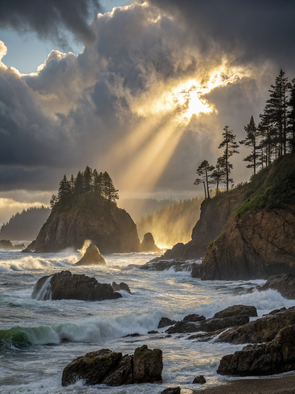 Northern Light Break Poster — Dramatic Coastal Storm Art Print